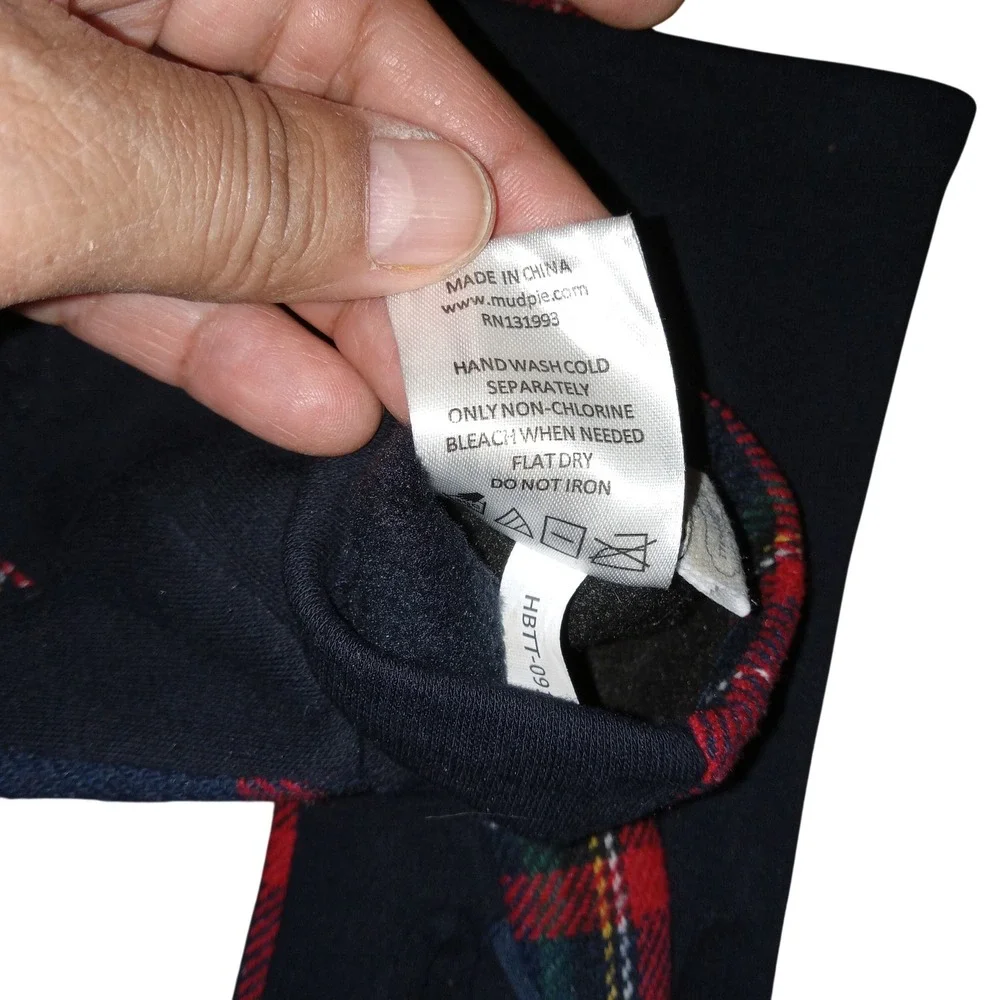 Mud Pie Womens Navy Blue Red Tartan Plaid Fleece Lined Touchscreen Tech Gloves